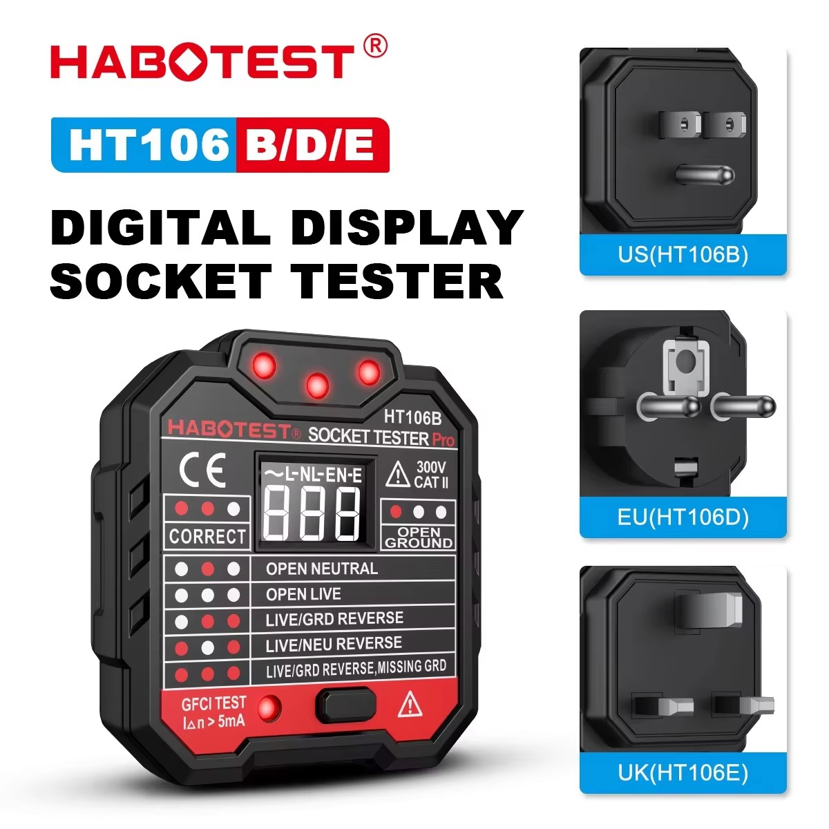 HT106 Digital Socket Tester Pr - Smart Home Europe recension och pris