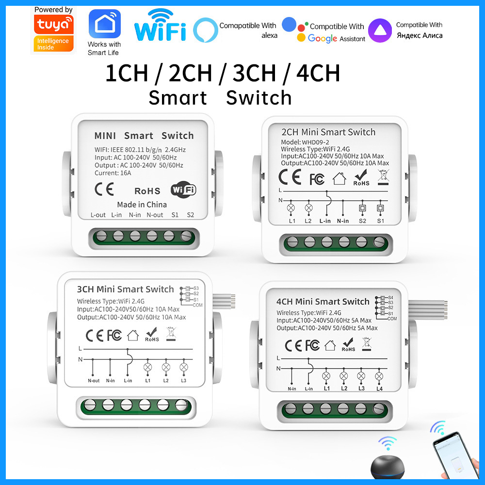 Tuya WiFi Smart Switch 1/2/3/4 - Smart Home Google Assistant recension och pris