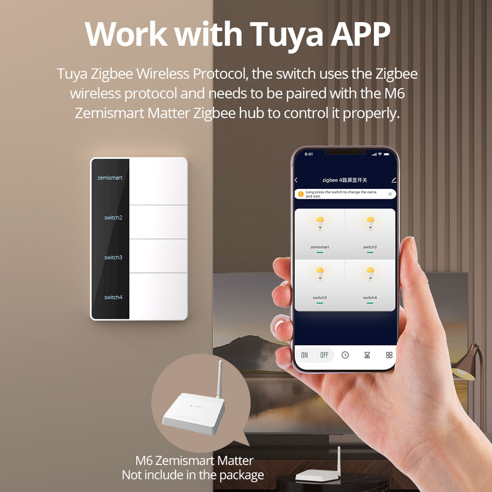 1234 Gang US Type Zigbee Push  - Smart Home Hub Matter recension och pris