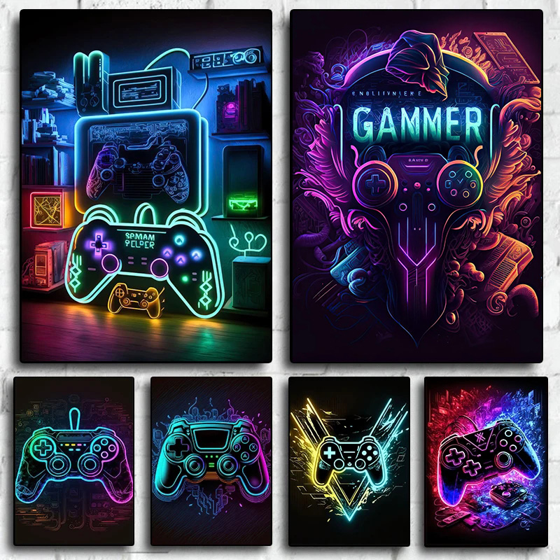 Neon Pop Cool Gaming Wall Art  - Smart Home Poster recension och pris